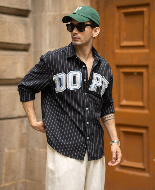 Black Embroidered Oxford Shirt 100% Cotton