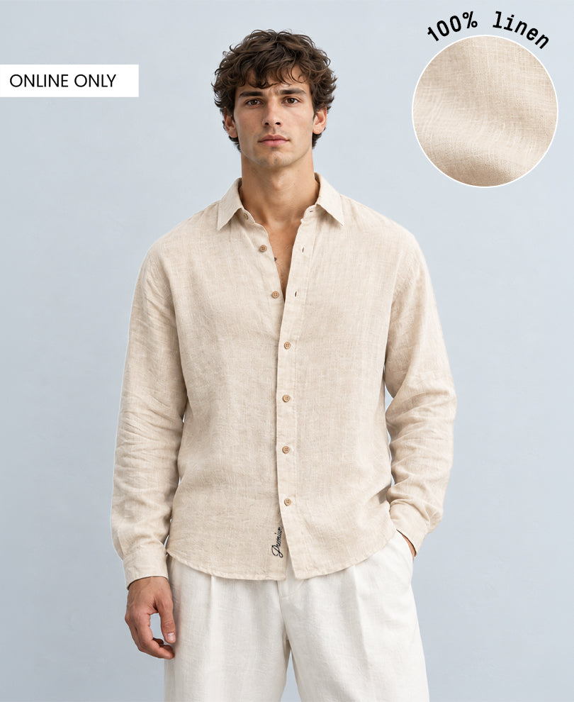 Light Beige 100% Linen Premium Shirt