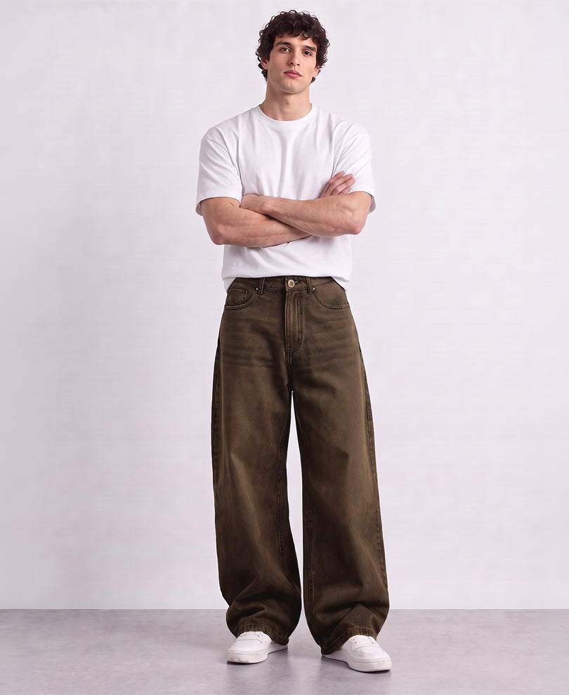 Tinted Brown Extra Baggy Jeans