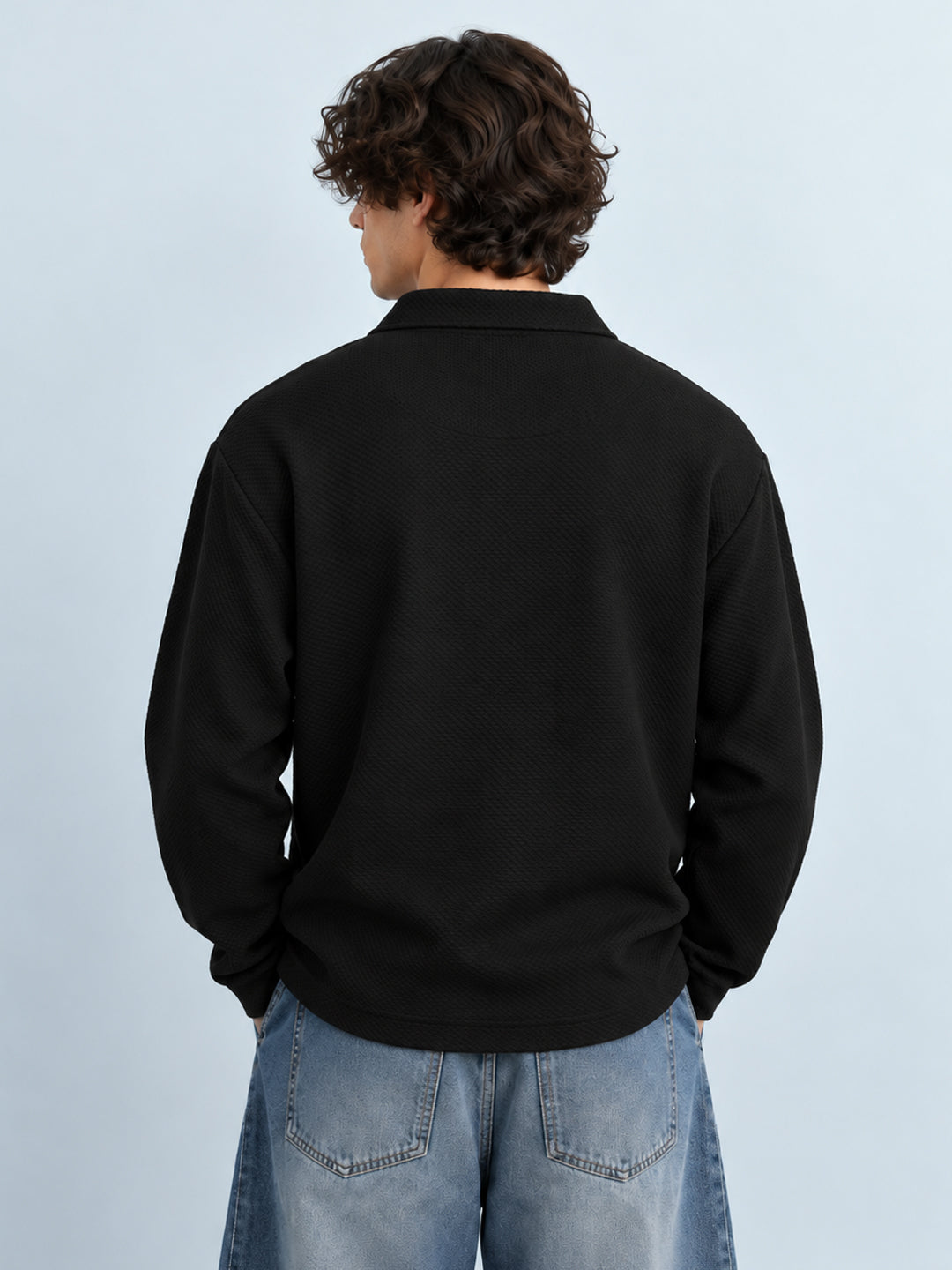 Black Structured Zipper T-Shirt