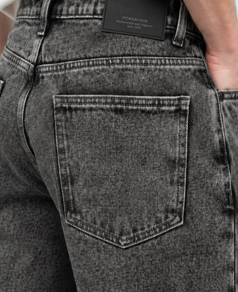 Charcoal Washed Baggy Fit Jeans