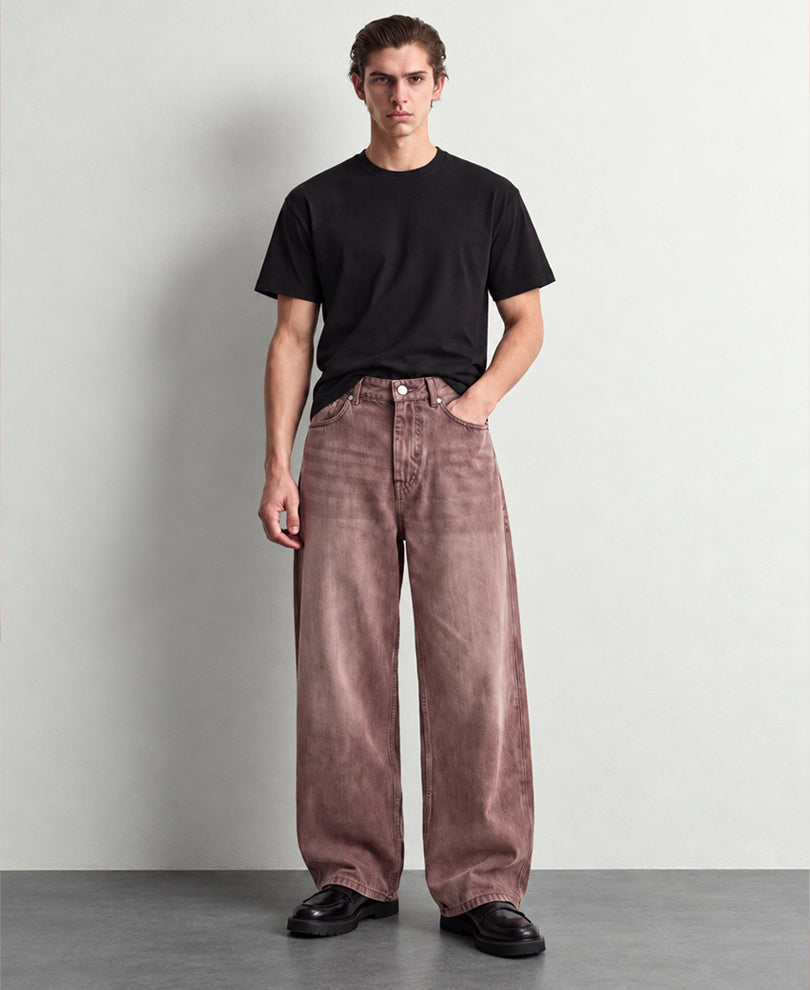 Dusty Peach Washed Baggy Jeans
