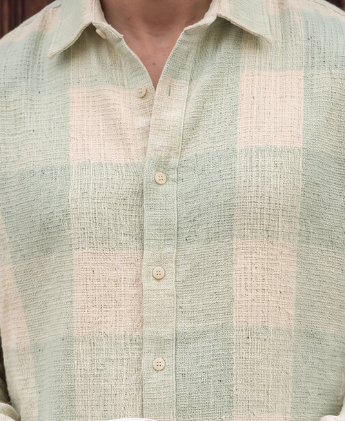 Aqua Blue Structured Checks Shirt