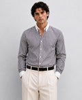 Black Striped Contrast Collar Shirt