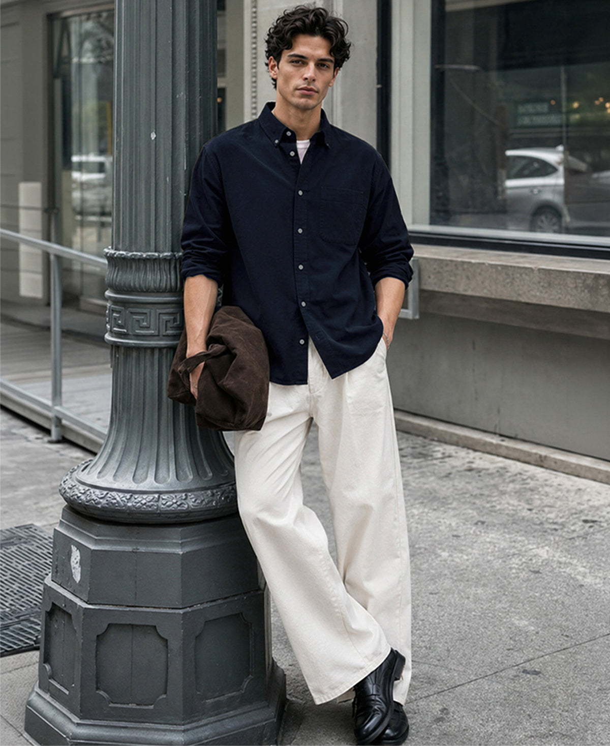Navy Oxford Button Down Shirt