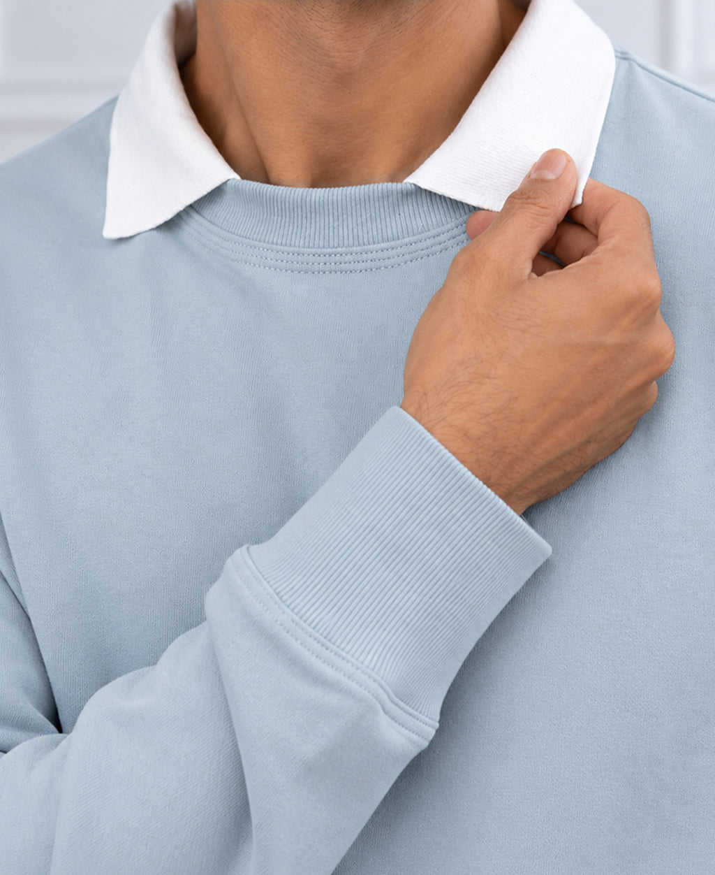 Grey Sky Contrast Collar T-Shirt