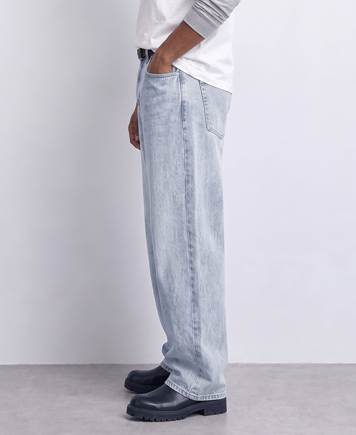 Light Blue Washed Baggy Fit Jeans
