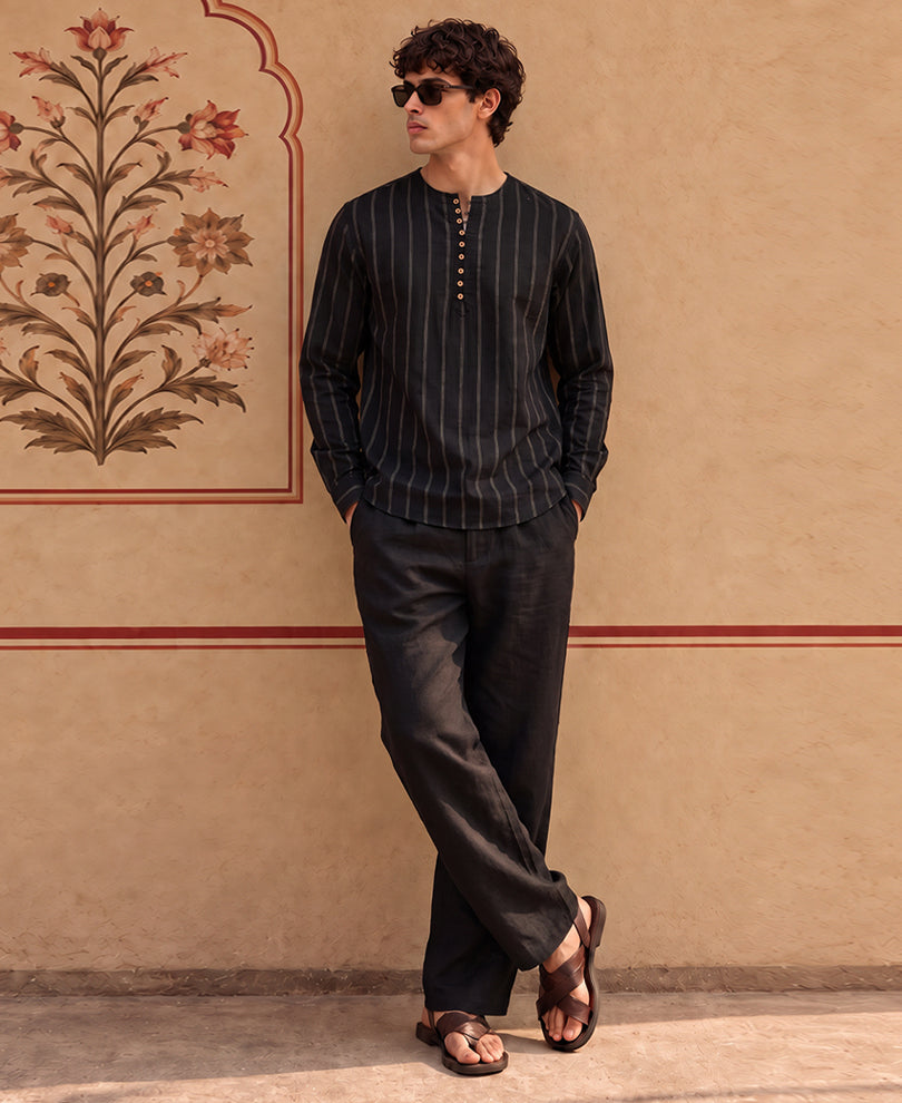 Black Striped Kurta Shirt
