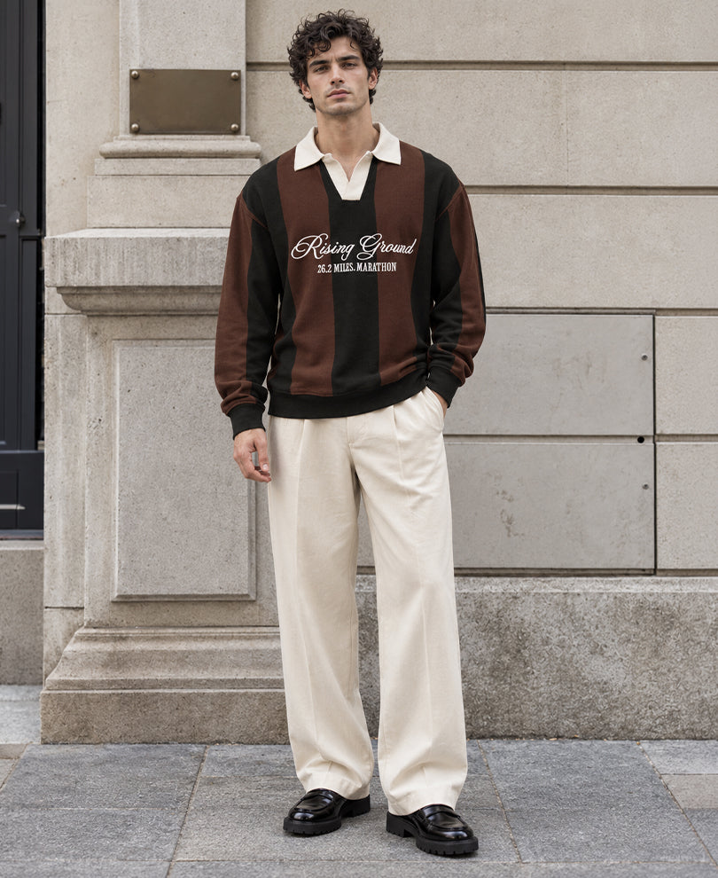 Brown Embroidered Stripe T-Shirt