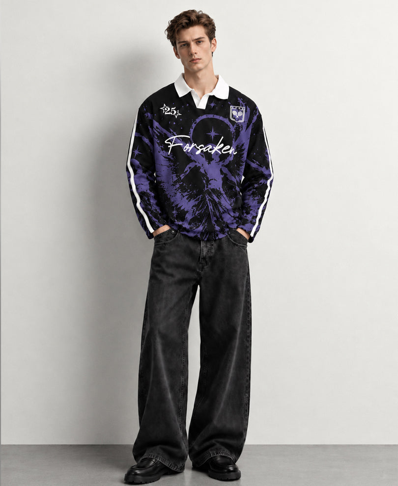 Black Printed Structured Polo T-Shirt
