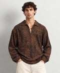 Brown Abstract Print Polo T-Shirt