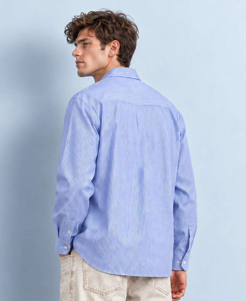 Blue Printed Stripe Shirt
