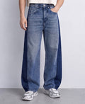 Dark Blue Panelled Baggy Jeans
