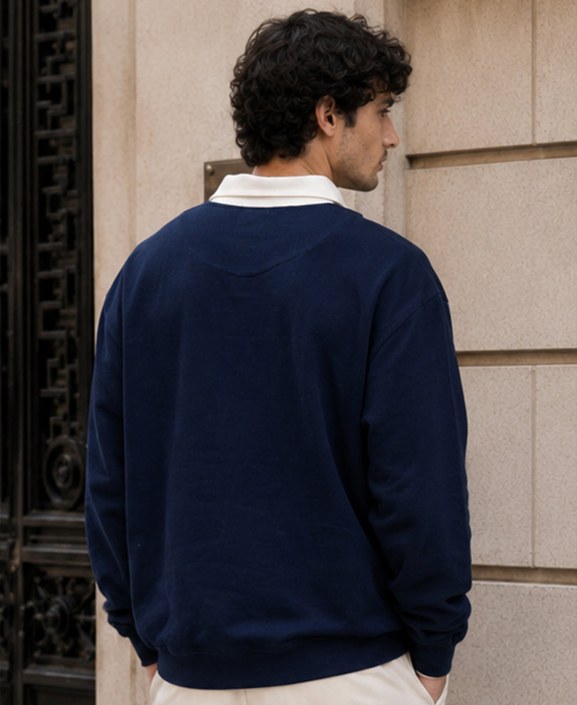 Navy Embroidered Boxy T-Shirt 100% Cotton