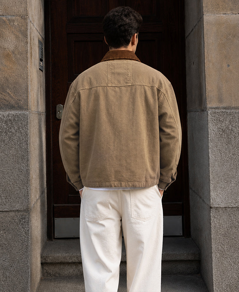 Light Brown Denim Jacket With Fireman Clasps