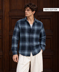 Navy Brushed Checks Shirt