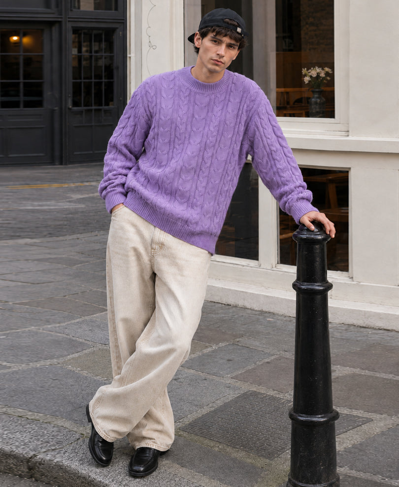 Lavender Cable Knit Sweater
