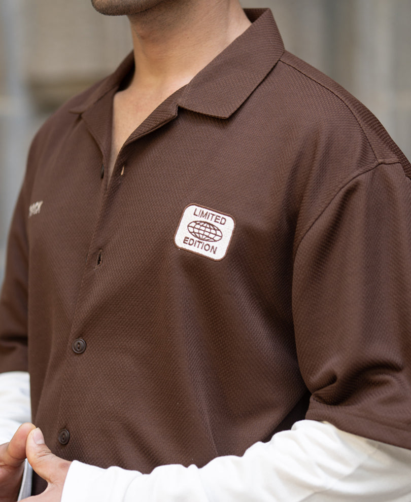 Brown Doctor Sleeve Jersey Shirt