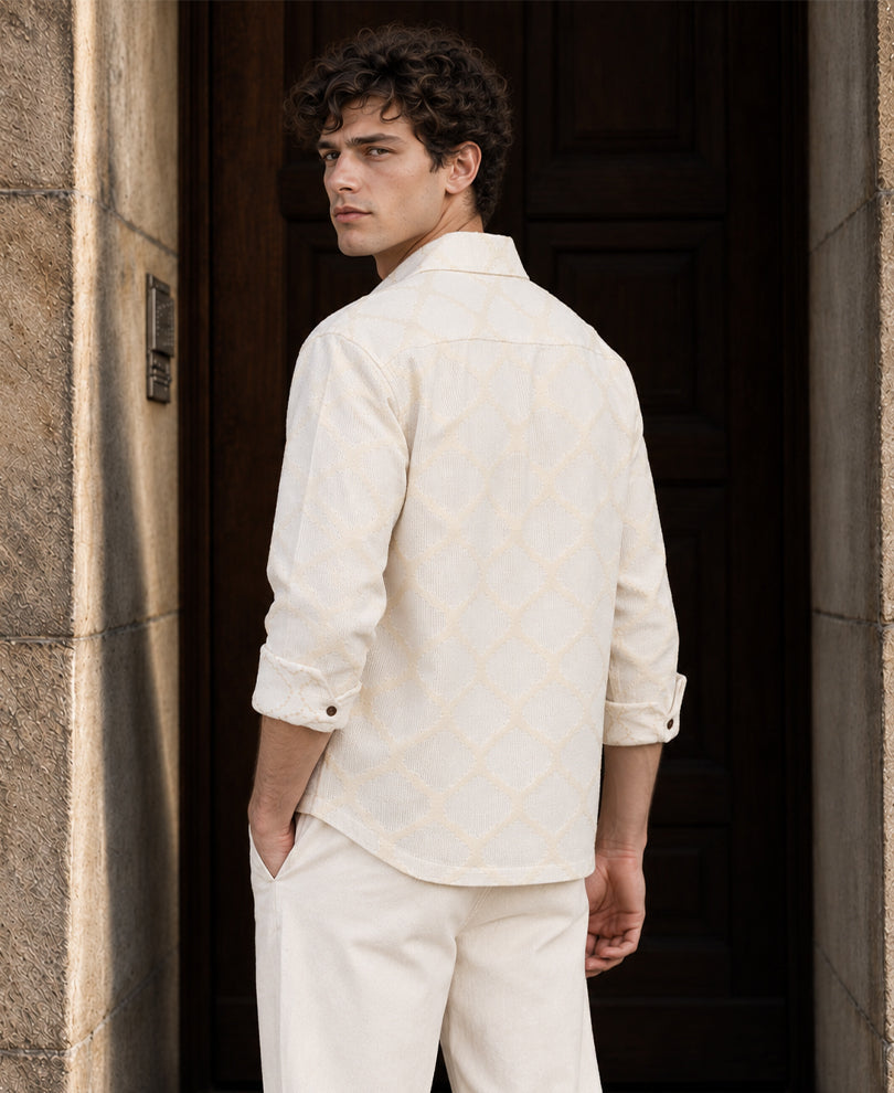 Off White Jacquard Shirt