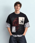 Black Double Layered Printed T-Shirt