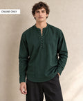 Green Striped Kurta Shirt