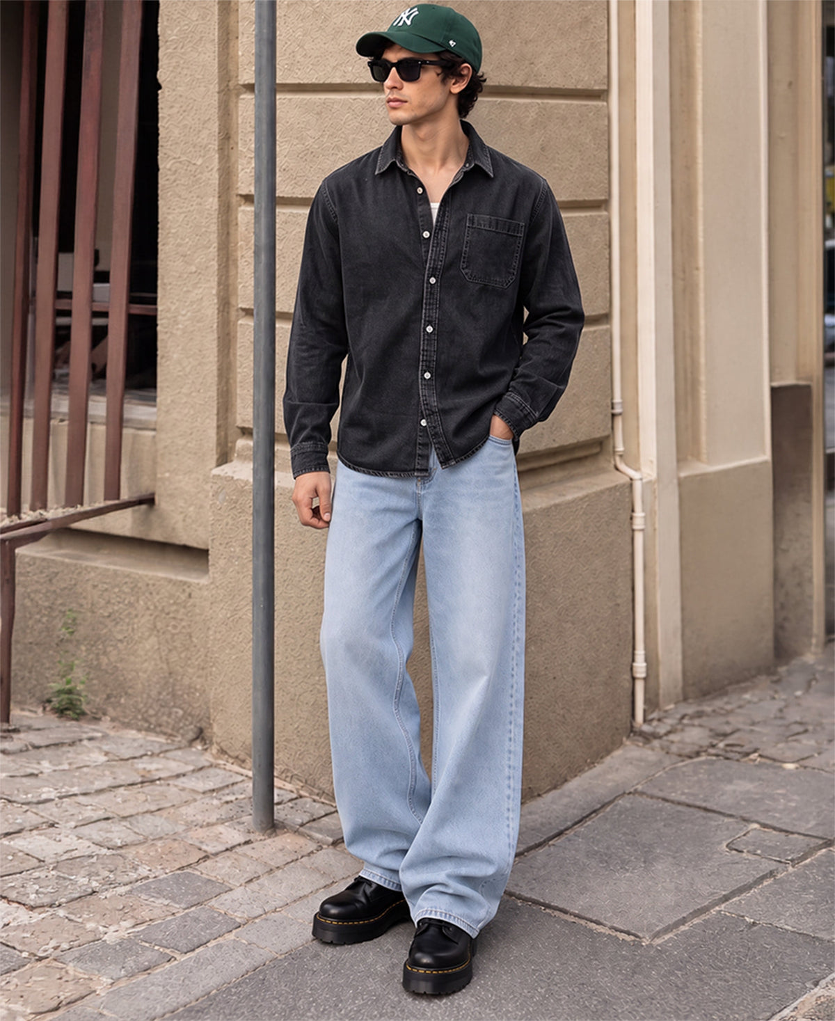 Black Washed Lightweight Denim Shirt