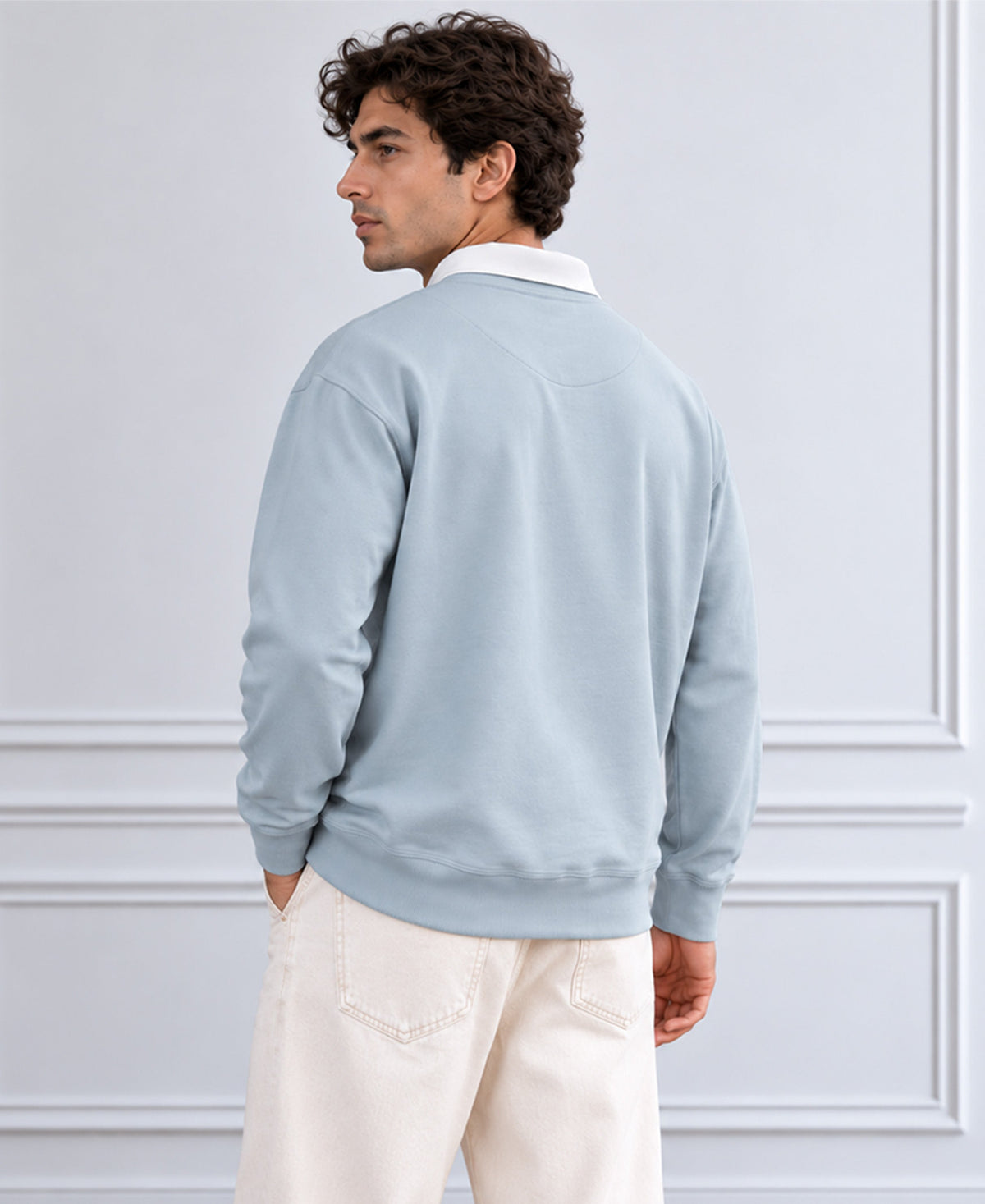 Grey Sky Contrast Collar T-Shirt