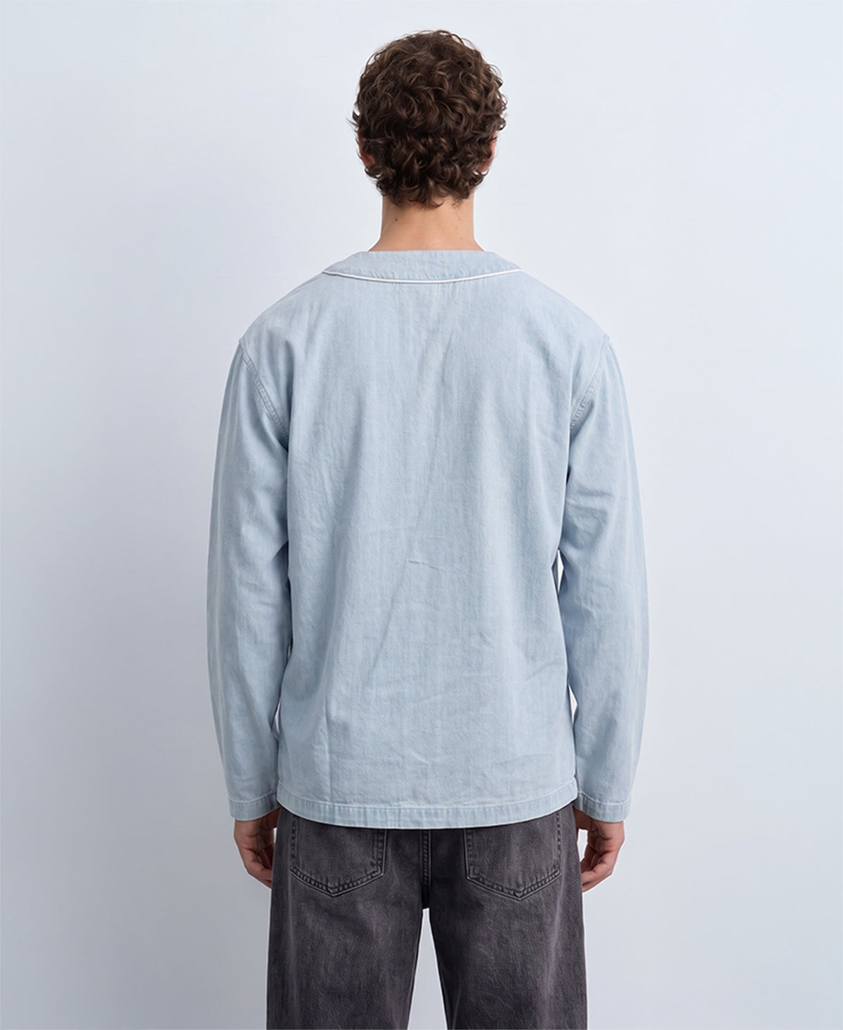 Blue Embroidered Denim Cardigan