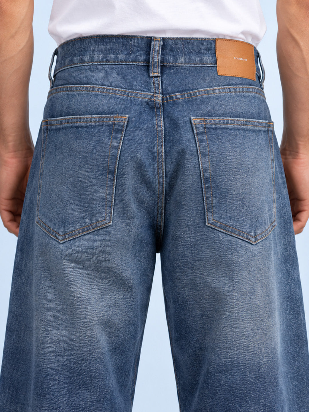 Mid Blue Washed Baggy Fit Jeans
