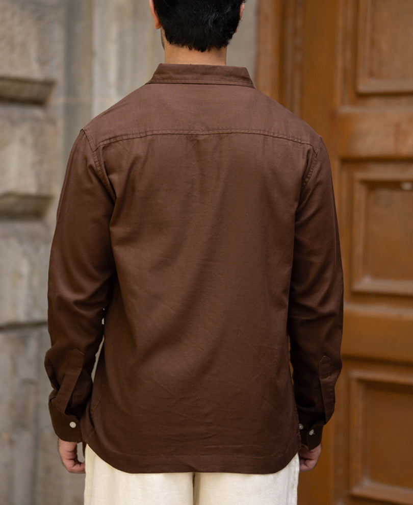 Brown Embroidered Shirt 100% Cotton