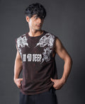 Washed Brown Printed Drop Shoulder Sando 100% Cotton