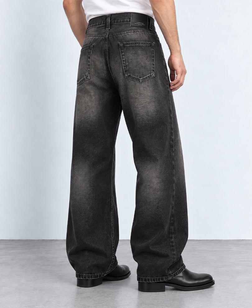 Tinted Black Washed Baggy Jeans