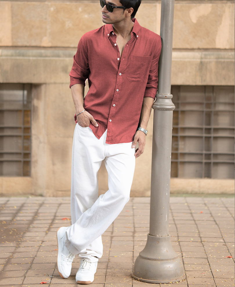 Brick Linen Blend Shirt