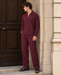 Wine Structured Knit Cord Set