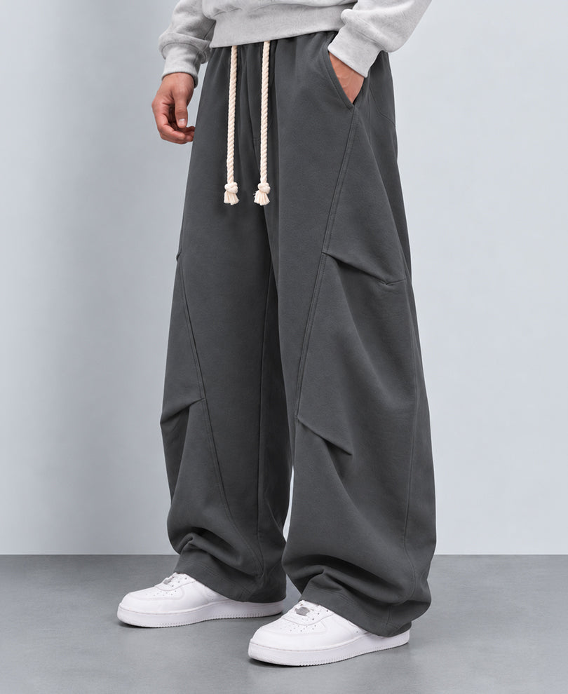 Grey Panelled Barrel Fit Trackpants