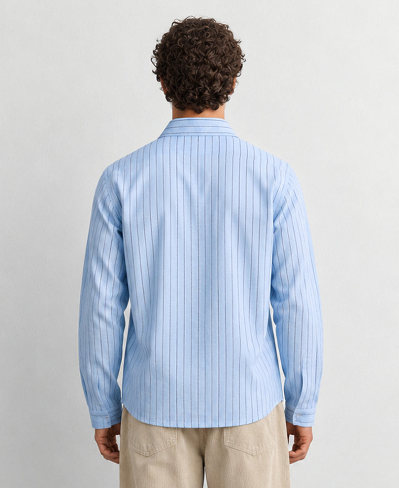 Blue Striped Zipper Shirt