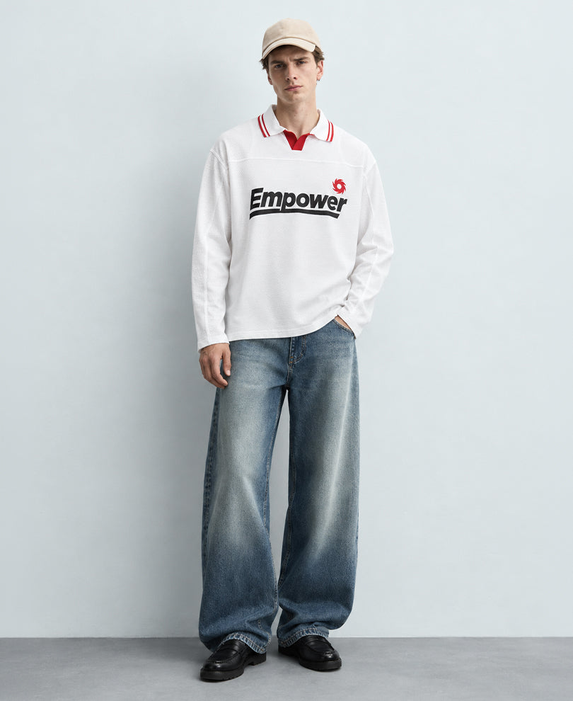 White Printed Structured T-Shirt