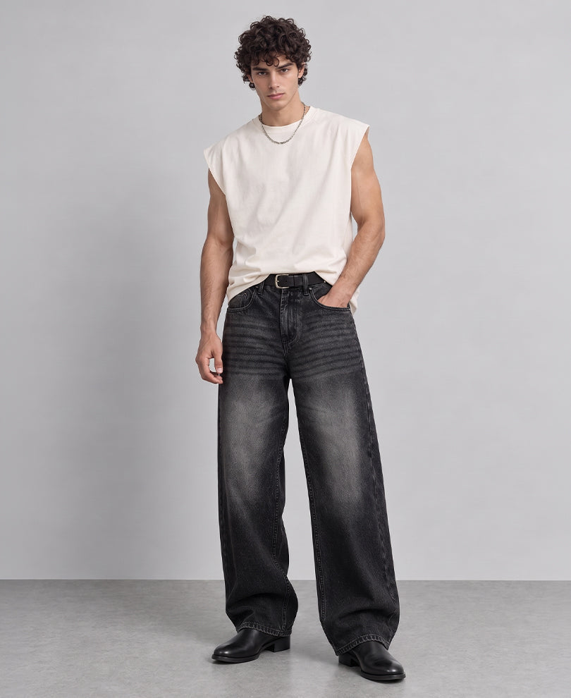 Black Washed Baggy Jeans