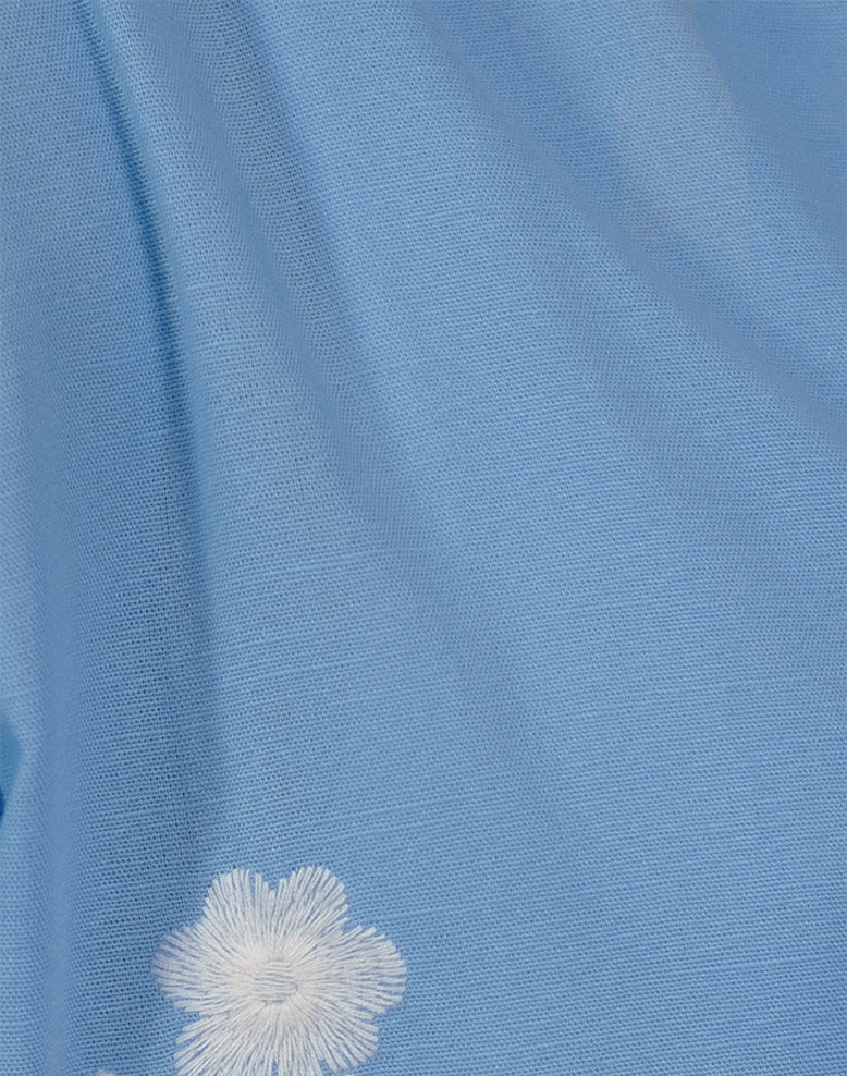 Sky Blue Floral Embroidery Shirt