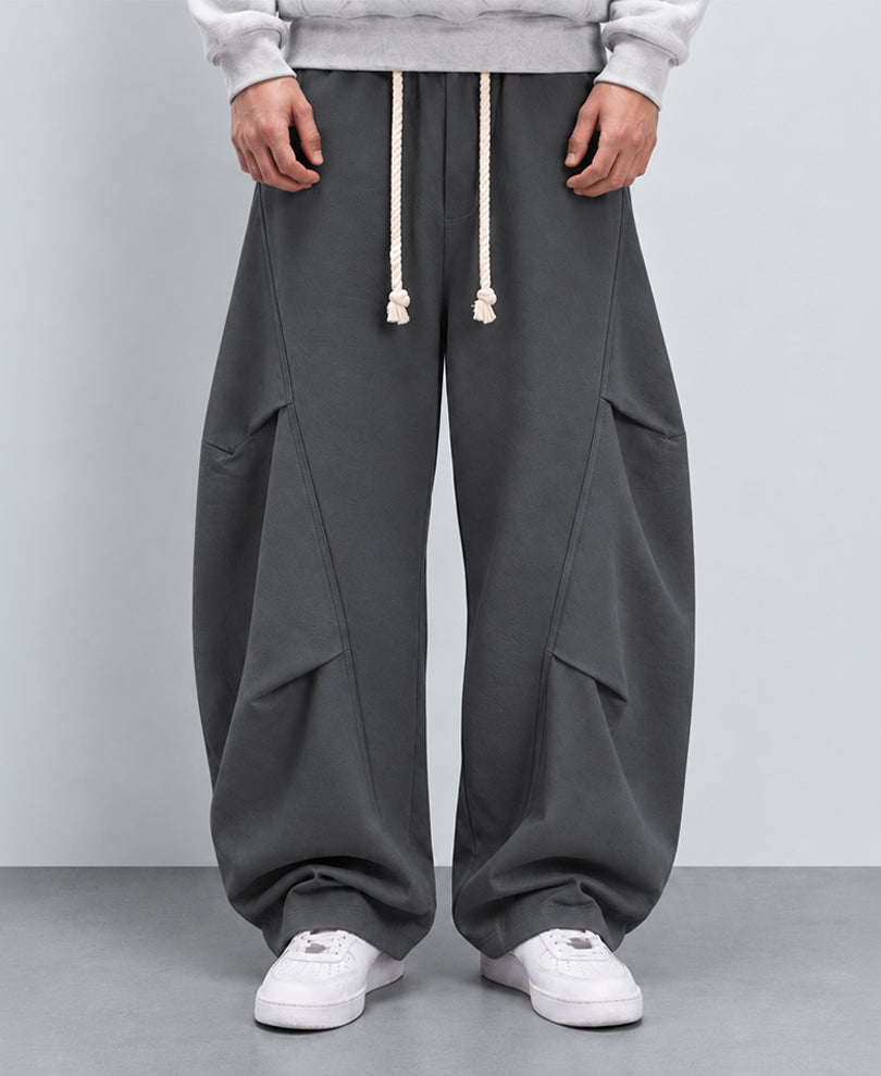 Grey Panelled Barrel Fit Trackpants