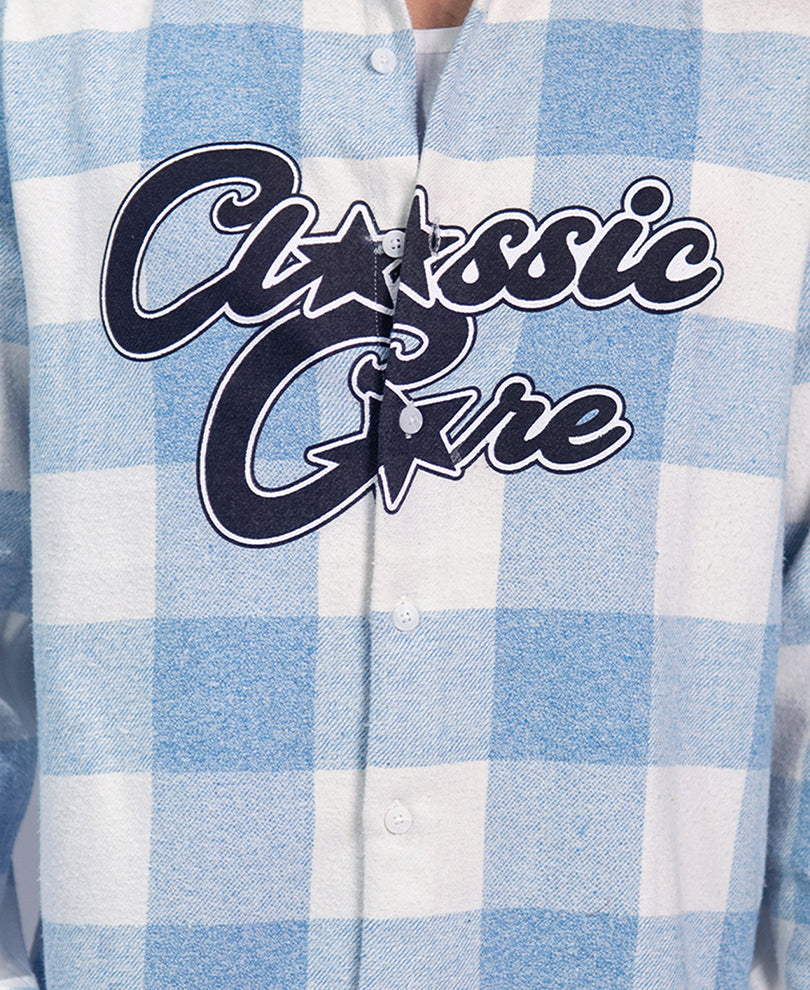 Blue Printed Checks Shirt