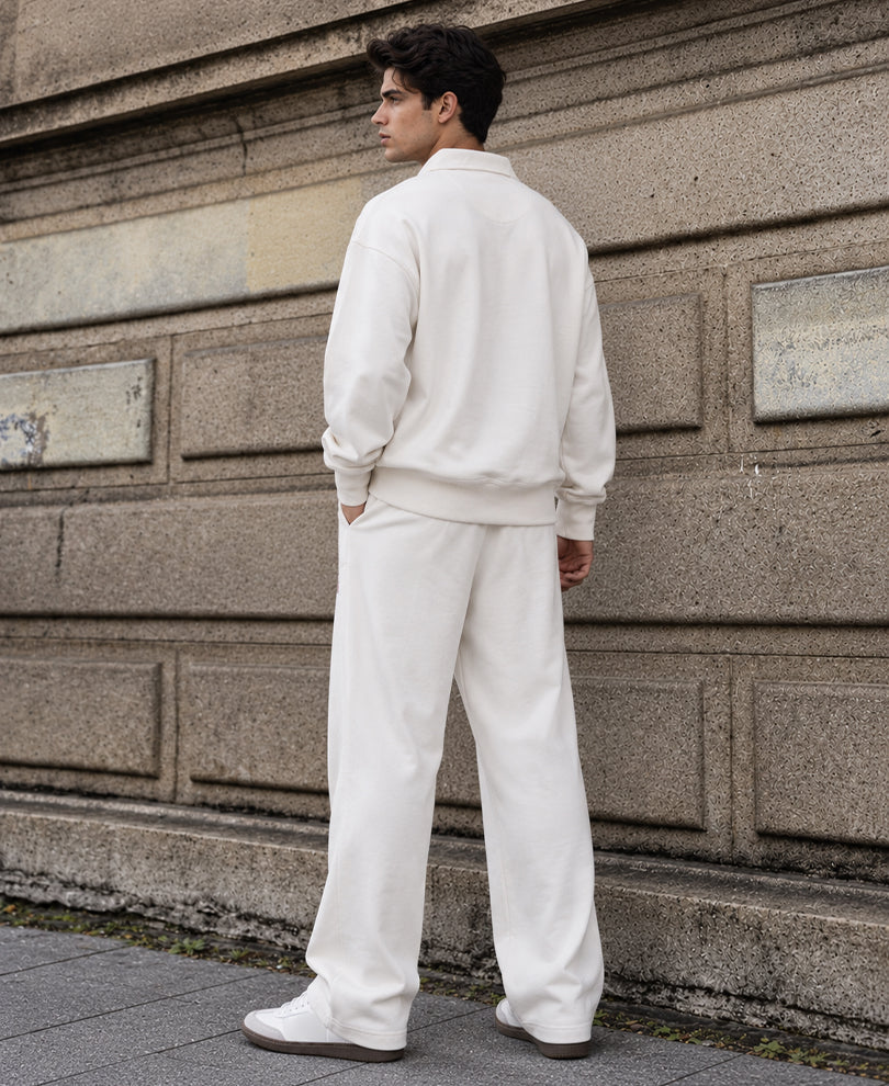 White Embroidered Knit Cord Set