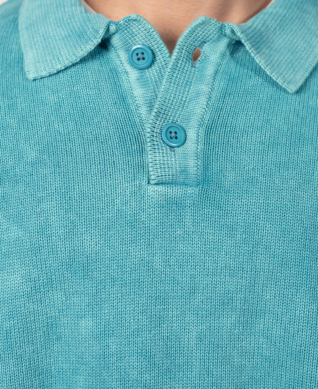Blue Structured Polo Sweater