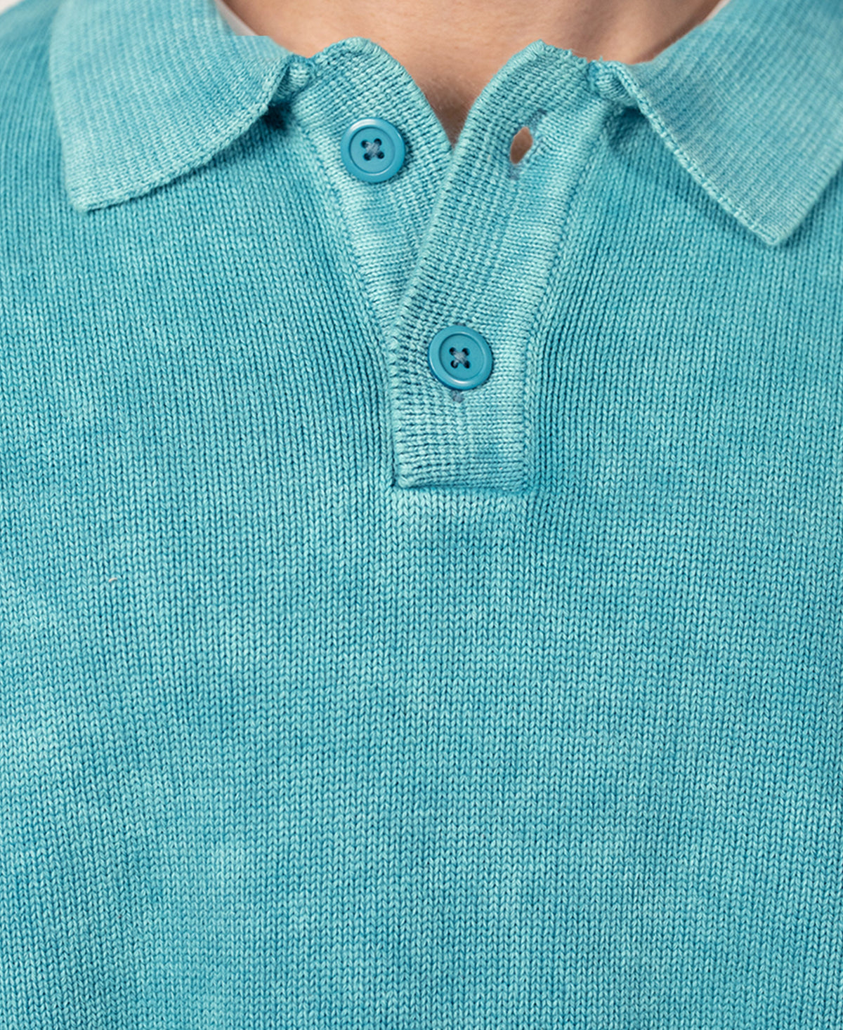 Blue Structured Polo Sweater