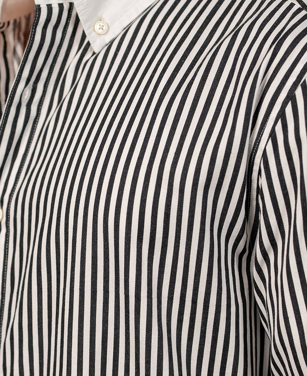Black Striped Contrast Collar Shirt