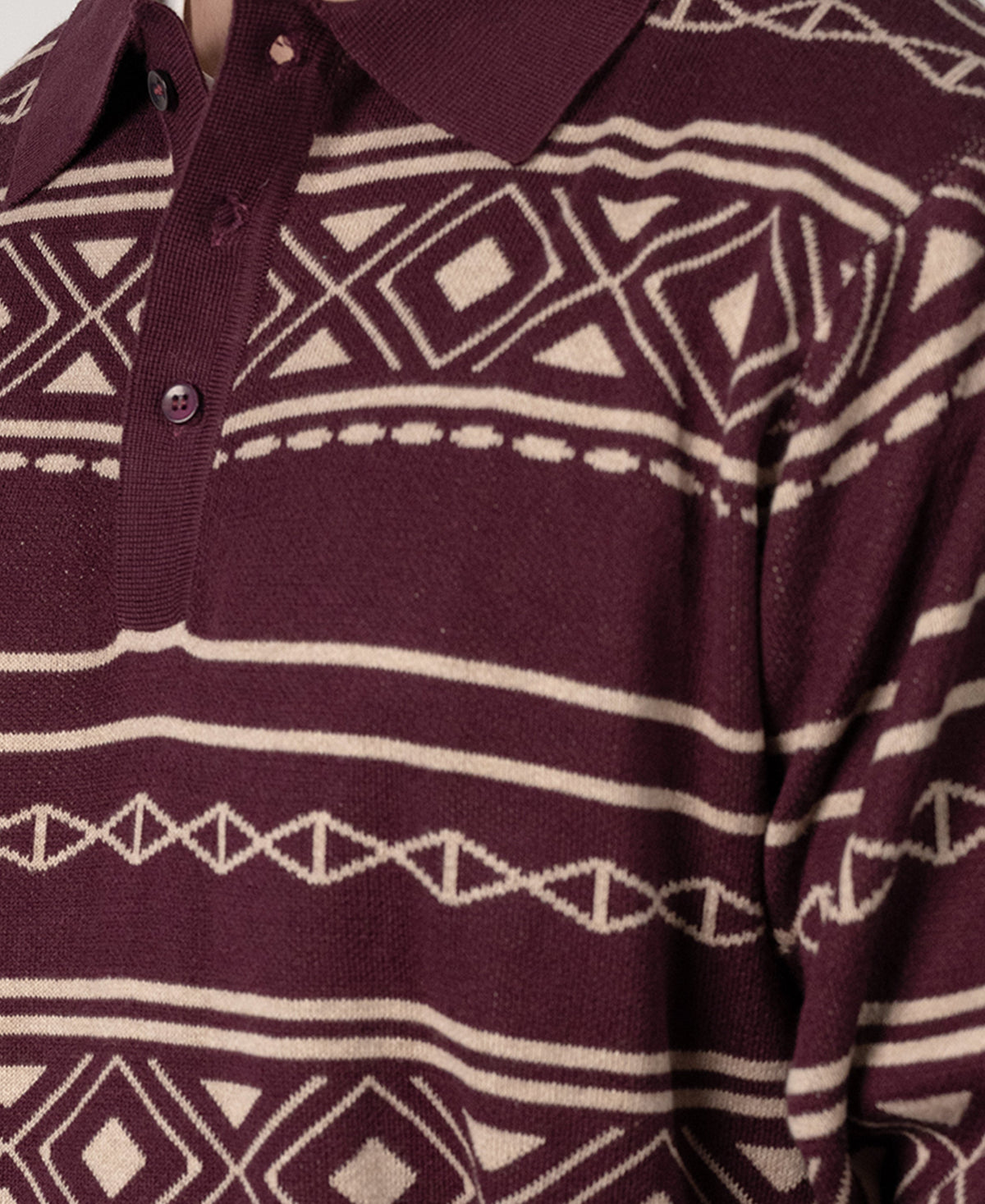 Wine Geometric Jacquard Cotton T-Shirt