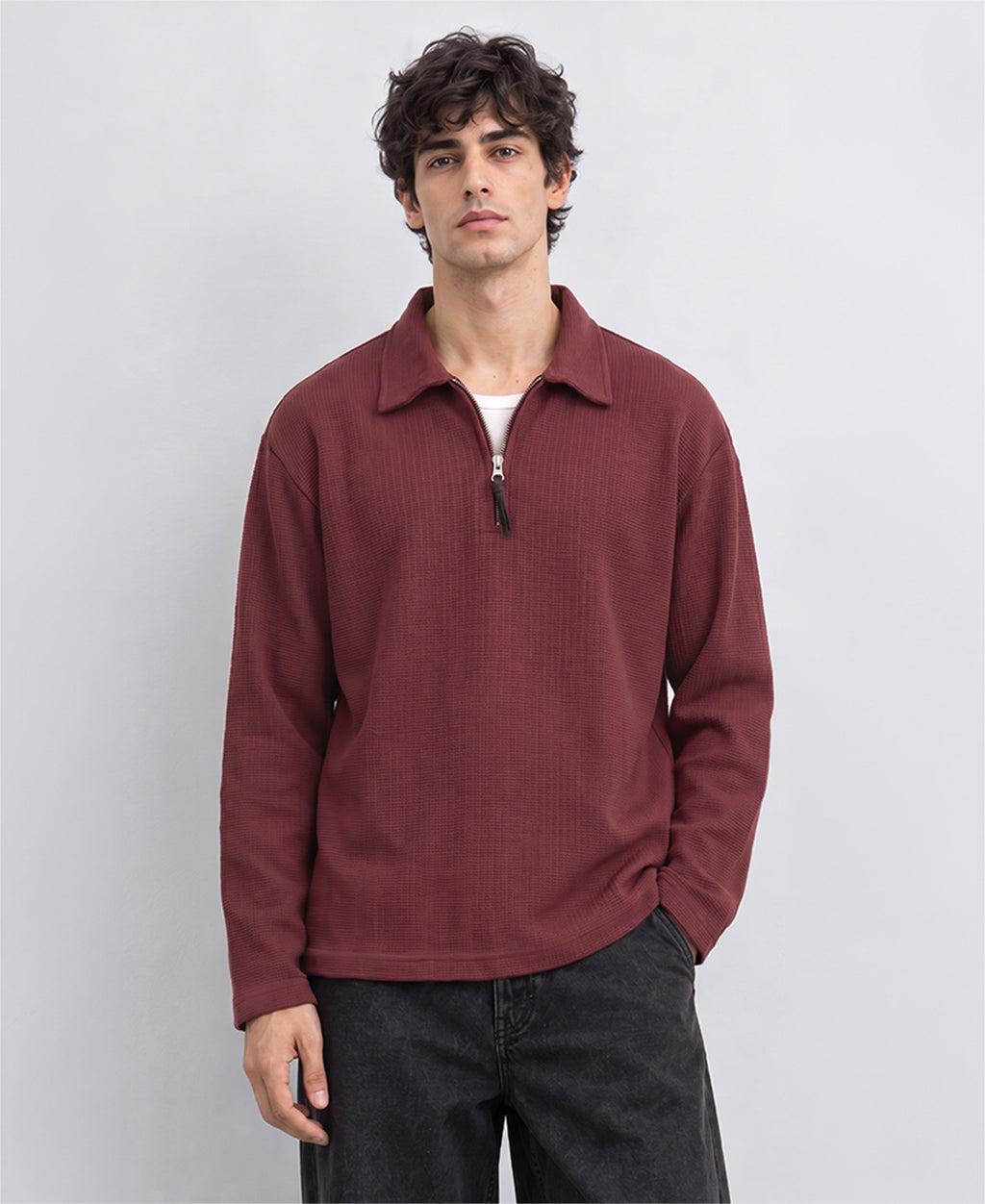 Rust Structured Zipper T-Shirt
