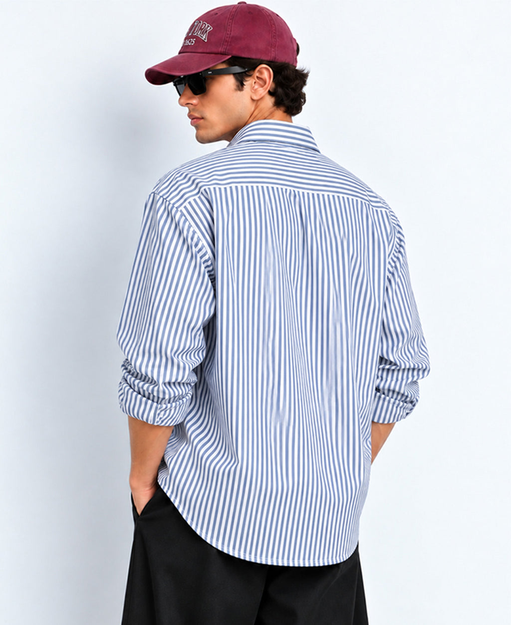 Blue Stripe Printed Cotton Shirt 100% Cotton