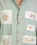Sage Embroidered Stripe Shirt 100% Cotton