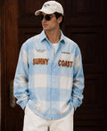 Light Blue Embroidered Checks Shirt
